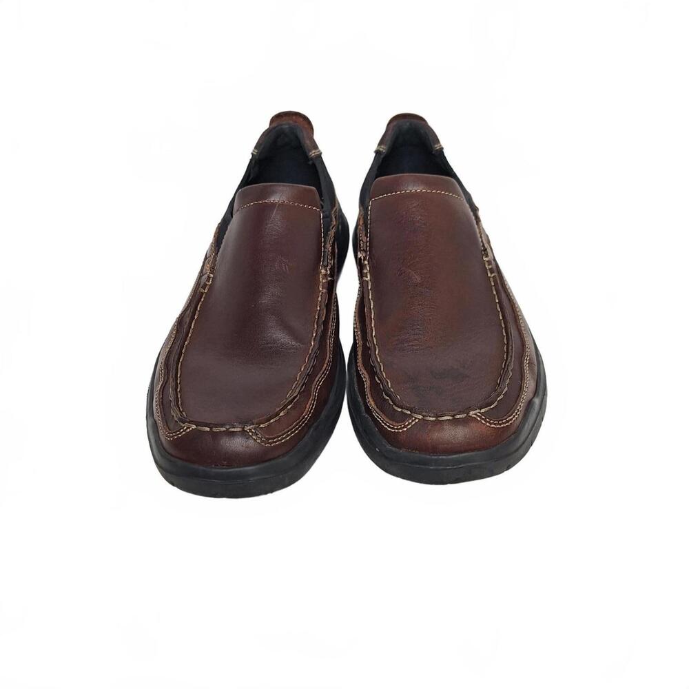 Clarks Men's Bradley Free Slip On Brown Leather Loafers 10‎ 1/2W Pre Owned